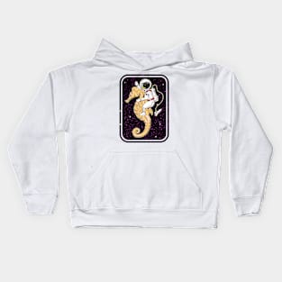 Astronaut riding a seahorse Kids Hoodie